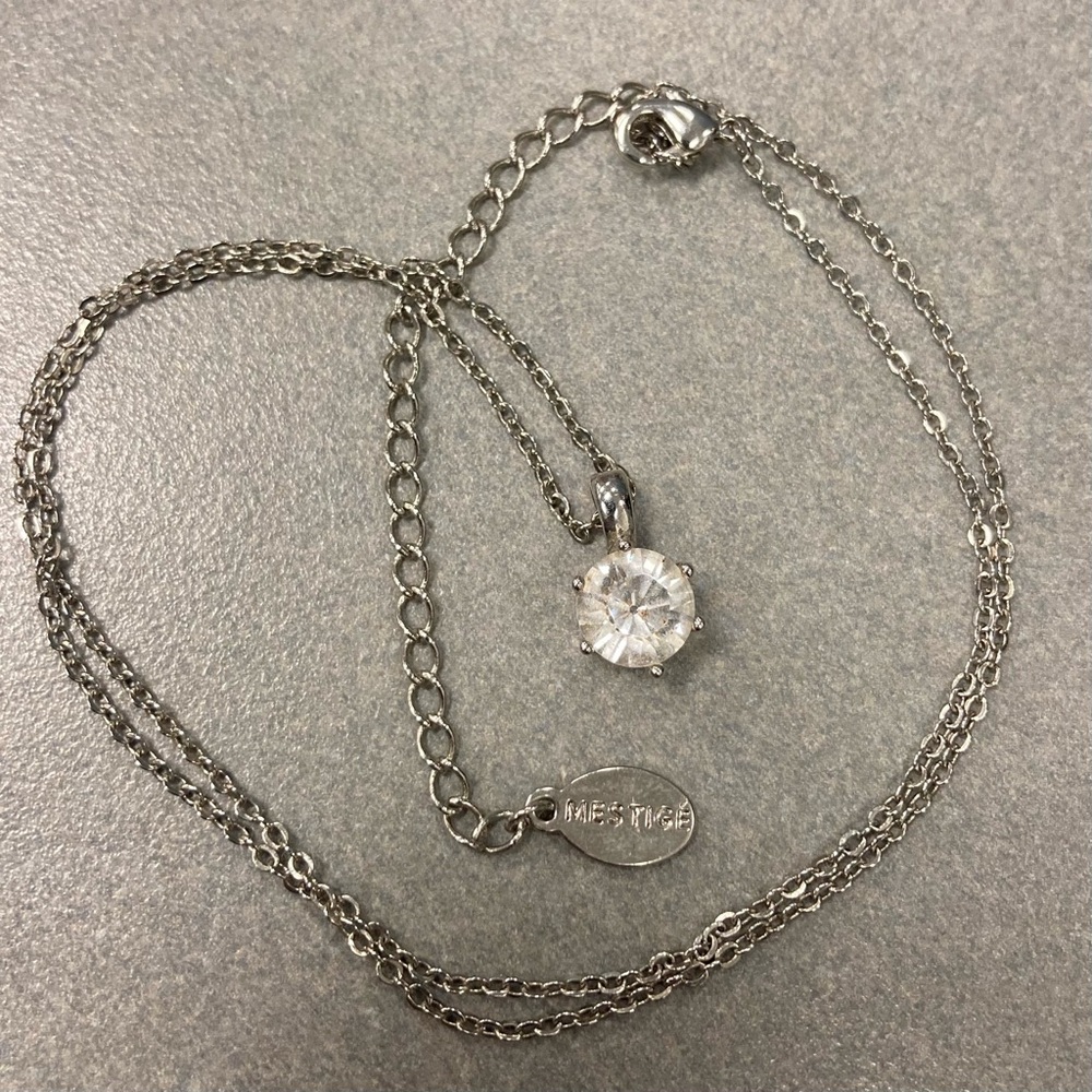 MESTIGÉ SILVER TONE SOLITAIRE NECKLACE